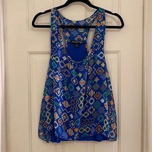 Living Doll Blue yellow tribal print tank, XL
